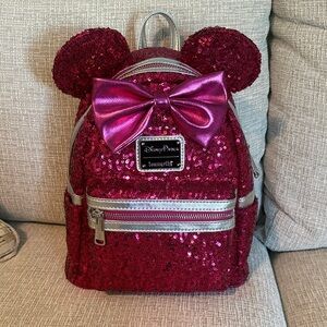 Disney Loungefly Sequin Backpack with Bow